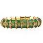 Vintage Snake Green Paillonne Enamel 18k Gold Bracelet 
