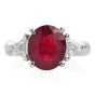 Estate GIA 4.09cts Ruby Diamond Platinum Three Stone cocktail Ring