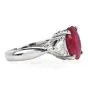 Estate GIA 4.09cts Ruby Diamond Platinum Three Stone cocktail Ring