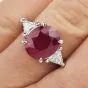 Estate GIA 4.09cts Ruby Diamond Platinum Three Stone cocktail Ring