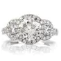 GIA 1.72ct Round Diamond 18K Gold 3 Stone Halo Engagement Ring