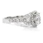GIA 1.72ct Round Diamond 18K Gold 3 Stone Halo Engagement Ring