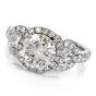 GIA 1.72ct Round Diamond 18K Gold 3 Stone Halo Engagement Ring