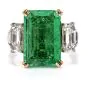  GIA 4.91ct Emerald Diamond 3 Stone Platinum Engagement Cocktail Ring