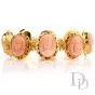 Vintage Carved Coral Cameo 18K Gold Link Bracelet-Dover Jewelry