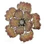 Large Yellow Golden Orange Sapphire 18k yellow Gold Flower Pin