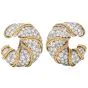 Vinatge Diamond Platinum Gold Clip-Back Half Hoop Shrimp Earrings