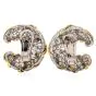 Vinatge Diamond Platinum Gold Clip-Back Half Hoop Shrimp Earrings