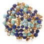 Vintage Lapis Persian Turquoise 18k Yellow Gold Nugget Brooch Pin