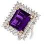 Estate Amethyst and Diamond 14K Pendant/Cocktail Ring