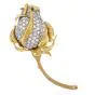  Kutchinsky Vintage Mid Century Diamond Rose Bud 18K Gold Brooch Pin