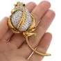  Kutchinsky Vintage Mid Century Diamond Rose Bud 18K Gold Brooch Pin