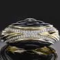 Estate Diamond Onyx 18K Gold Large Wide Bangle Bracelet