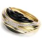 Estate Diamond Onyx 18K Gold Large Wide Bangle Bracelet