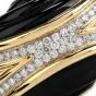 Estate Diamond Onyx 18K Gold Large Wide Bangle Bracelet