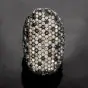 Estate Black & White Diamond 18K Gold Cluster Cocktail Ring