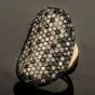 Estate Black & White Diamond 18K Gold Cluster Cocktail Ring