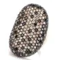 Estate Black & White Diamond 18K Gold Cluster Cocktail Ring