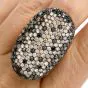Estate Black & White Diamond 18K Gold Cluster Cocktail Ring