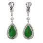 Certified GIA Pear Emerald Diamond 18 Karats Gold Dangle Drop Earrings