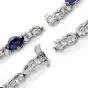 GIA Diamond Burma Sapphire Platinum Bracelet Necklace Set-Dover Jewelry