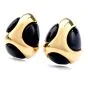 Vintage Onyx 18K Gold Polka Dot Tear Drop Clip On Earrings
