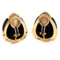 Vintage Onyx 18K Gold Polka Dot Tear Drop Clip On Earrings