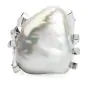 Estate Large Baroque White Pearl Platinum  Cocktail Ring