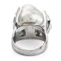 Estate Large Baroque White Pearl Platinum  Cocktail Ring
