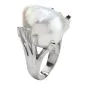 Estate Large Baroque White Pearl Platinum  Cocktail Ring