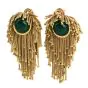Vintage 18k Gold Tassel Green Onyx Clipon Earrings