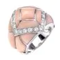 Estate Diamond Pink Coral 18K Gold Inlay Cocktail Ring