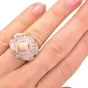 Estate Diamond Pink Coral 18K Gold Inlay Cocktail Ring