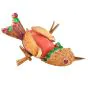 Vintage Coral 18K Gold Emerald Ruby Bird Brooch Pin