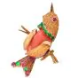 Vintage French Coral Gold Emerald Ruby Bird Brooch Pin