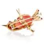 Vintage Coral 18K Gold Emerald Ruby Bird Brooch Pin