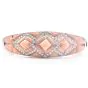 Estate Diamond Pink Coral 18K Gold Inlay Bangle Bracelet. 