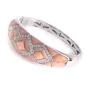 Estate Diamond Pink Coral 18K Gold Inlay Bangle Bracelet. 