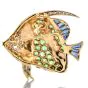 Multi Gem Tsavorite Onyx diamond Fish Pin Pendant