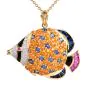 Estate Yellow sapphire Diamond Fish 18K Pin pendant
