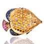 Estate Yellow sapphire Diamond Fish 18K Pin pendant