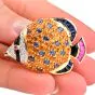 Estate Yellow sapphire Diamond Fish 18K Pin pendant
