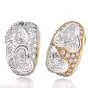   Estate Diamond Platinum 18k Gold Hoop Clip Earrings