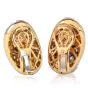   Estate Diamond Platinum 18k Gold Hoop Clip Earrings