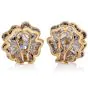 Vintage Diamond Sapphire 18K Gold Flower Motif Earrings