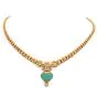 Vintage Chrysoprase Diamond Gold Pendant Curb Link Necklace 