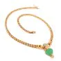 Vintage Chrysoprase Diamond Gold Pendant Curb Link Necklace 