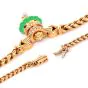 Vintage Chrysoprase Diamond Gold Pendant Curb Link Necklace 