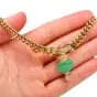 Vintage Chrysoprase Diamond Gold Pendant Curb Link Necklace 