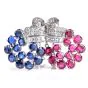 Antique Diamond Ruby Sapphire 18K Gold Double Clip Pin 
